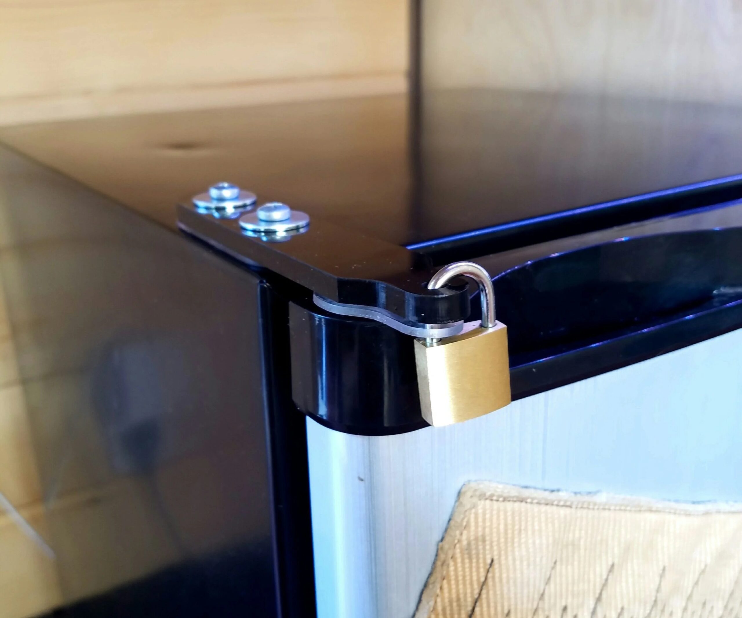 How to put a lock on a mini refrigerator?